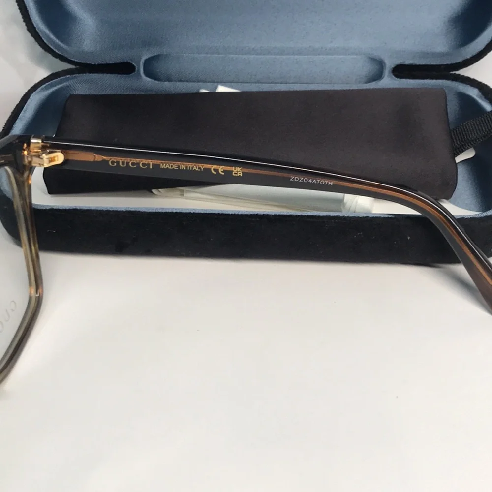 New Authentic Gucci GG0452O 004 Eyeglasses Brown Havana Oversized Square Frames